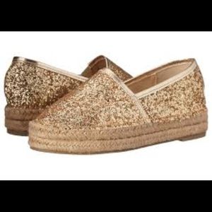 NIB Steve Madden Luuka Espadrilles, Gold Glitter